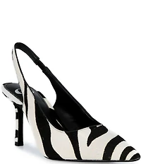 GB Atta-Girl 2 Zebra Haircalf Slingback Pumps