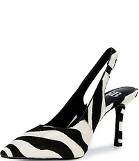 GB Atta-Girl 2 Zebra Haircalf Slingback Pumps