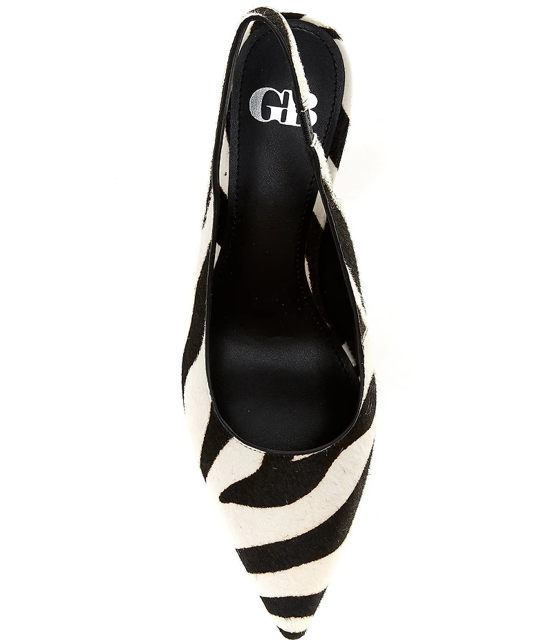 GB Atta-Girl 2 Zebra Haircalf Slingback Pumps