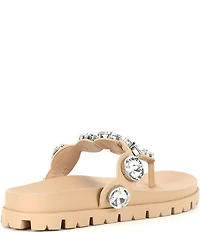 GB Beach-Bar Jewel Ornamented Platform Thong Sandals