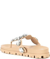 GB Beach-Bar Jewel Ornamented Platform Thong Sandals