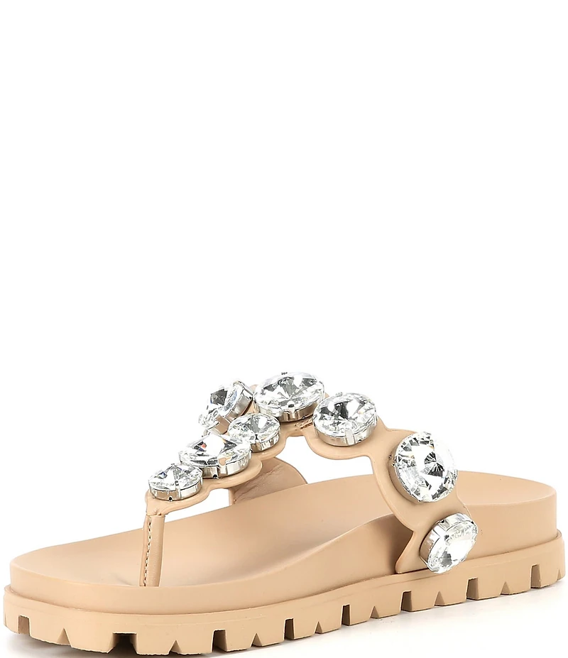 GB Beach-Bar Jewel Ornamented Platform Thong Sandals