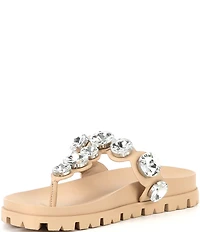 GB Beach-Bar Jewel Ornamented Platform Thong Sandals