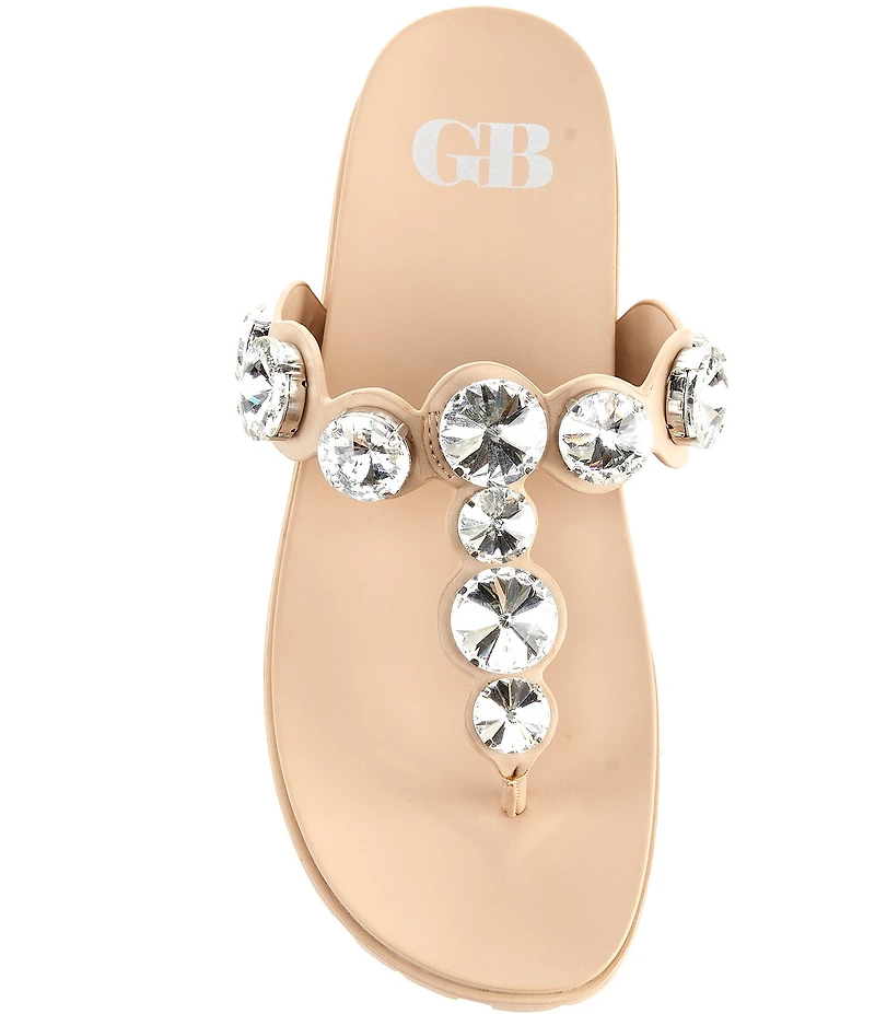 GB Beach-Bar Jewel Ornamented Platform Thong Sandals