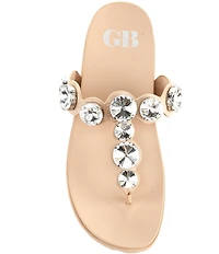 GB Beach-Bar Jewel Ornamented Platform Thong Sandals