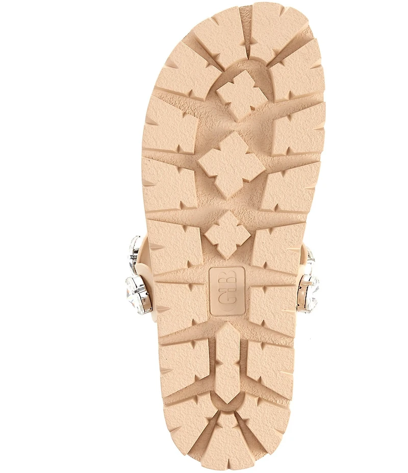GB Beach-Bar Jewel Ornamented Platform Thong Sandals
