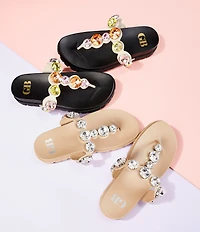 GB Beach-Bar Jewel Ornamented Platform Thong Sandals