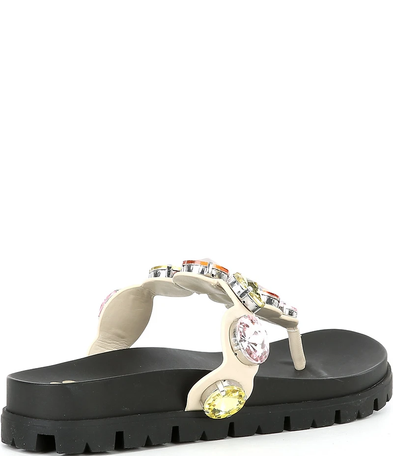 GB Beach-Bar Jewel Ornamented Platform Thong Sandals