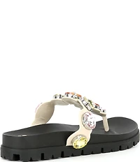 GB Beach-Bar Jewel Ornamented Platform Thong Sandals