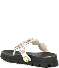 GB Beach-Bar Jewel Ornamented Platform Thong Sandals