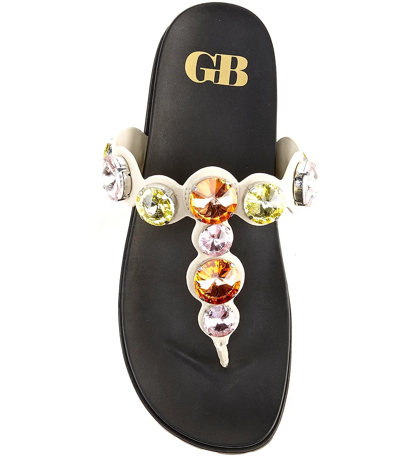 GB Beach-Bar Jewel Ornamented Platform Thong Sandals