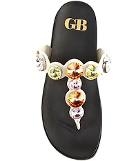 GB Beach-Bar Jewel Ornamented Platform Thong Sandals