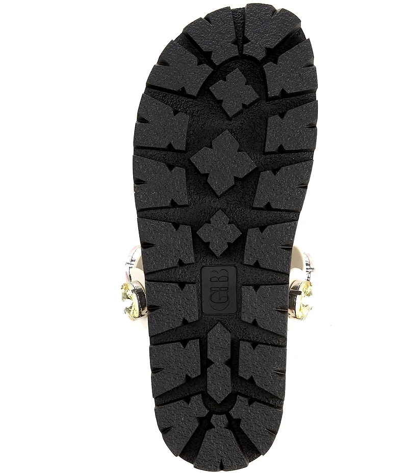 GB Beach-Bar Jewel Ornamented Platform Thong Sandals