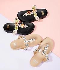 GB Beach-Bar Jewel Ornamented Platform Thong Sandals