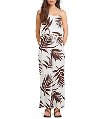 GB Coordinating Beaded Straps Palm Leaf Print Tank