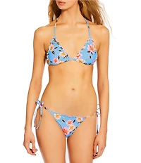 GB Bella Flora Scrunchie Textured Lettuce Edge Tie Side Hipster Swim Bottom