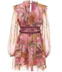 GB Belted Long Sleeve Tiered Dress