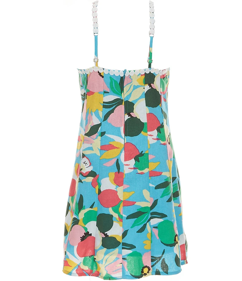 GB Big Girls Sleeveless Multi Print Ric Rac Trim Dress