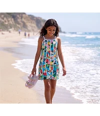 GB Big Girls Sleeveless Multi Print Ric Rac Trim Dress