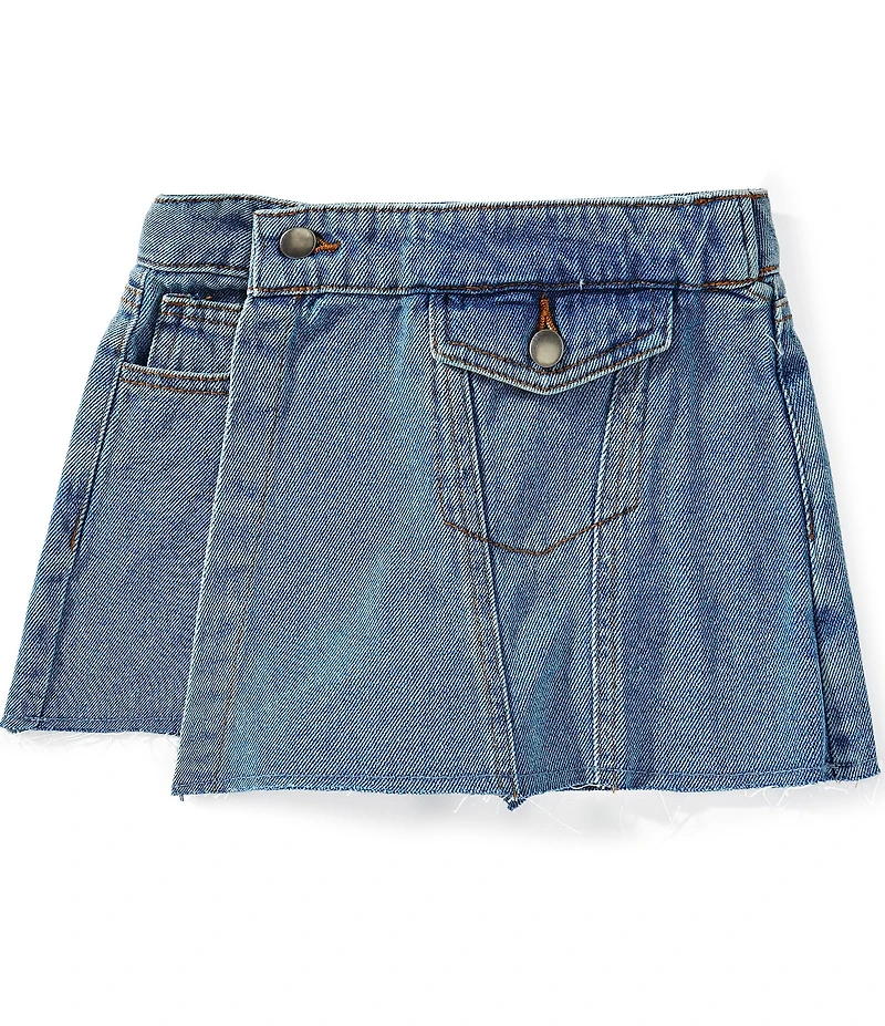 GB Big Girls Asymmetrical Front Pocket Mini Raw Hem Denim Skort