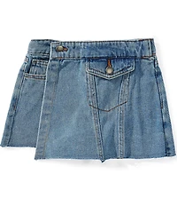 GB Big Girls Asymmetrical Front Pocket Mini Raw Hem Denim Skort