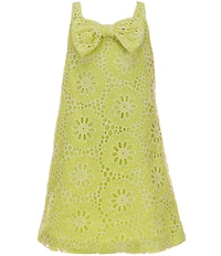 GB Big Girls Bow Front Sleeveless Eyelet Shift Dress