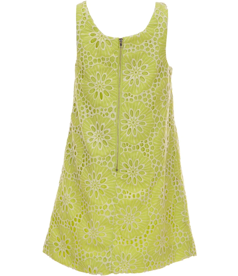 GB Big Girls Bow Front Sleeveless Eyelet Shift Dress