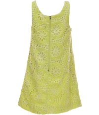 GB Big Girls Bow Front Sleeveless Eyelet Shift Dress
