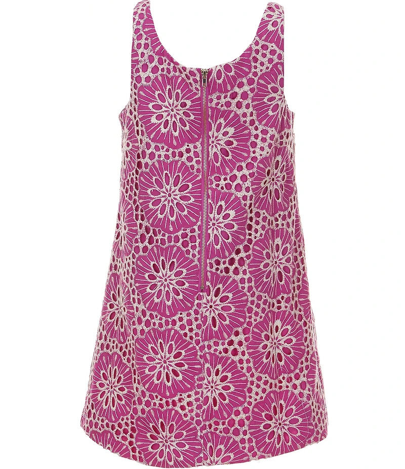 GB Big Girls Bow Front Sleeveless Eyelet Shift Dress