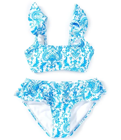 GB Big Girls Cap Sleeve Floral Bikini 2-Piece Swimsuit