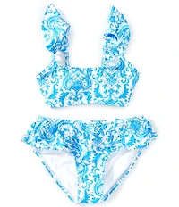 GB Big Girls Cap Sleeve Floral Bikini 2-Piece Swimsuit