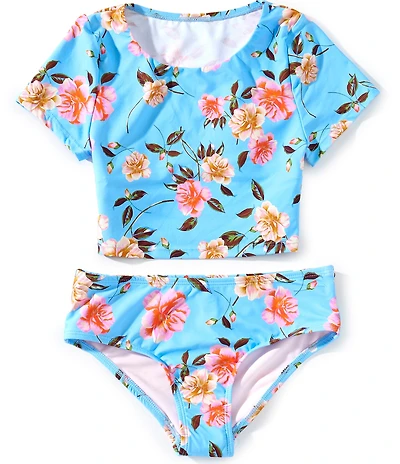 GB Big Girls Cap Sleeve Floral Tankini 2-Piece Swimsuit