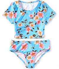 GB Big Girls Cap Sleeve Floral Tankini 2-Piece Swimsuit