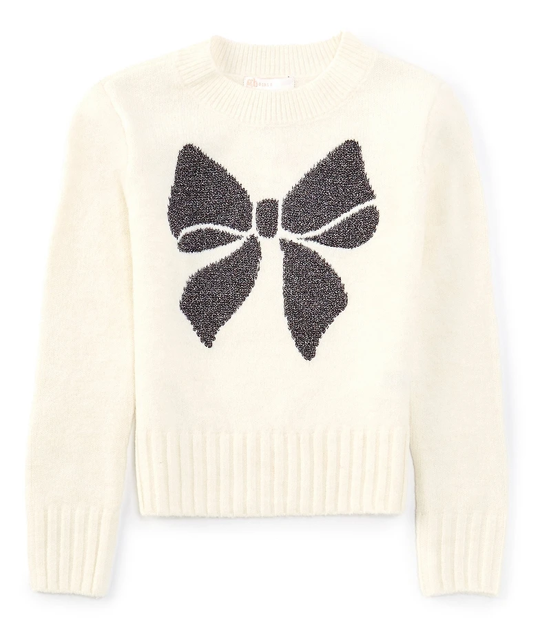 GB Big Girls Long Sleeve Glitter Bow Sweater