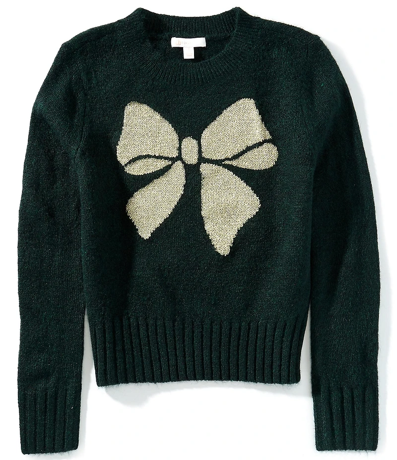 GB Big Girls Long Sleeve Glitter Bow Sweater