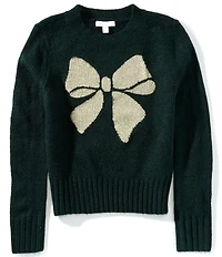 GB Big Girls Long Sleeve Glitter Bow Sweater