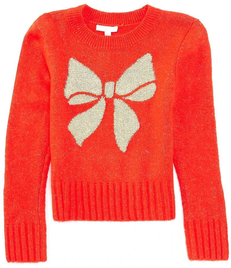 GB Big Girls Long Sleeve Glitter Bow Sweater