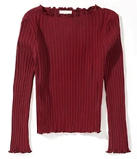 GB Big Girls Long Sleeve Ribbed Boat Neck Top