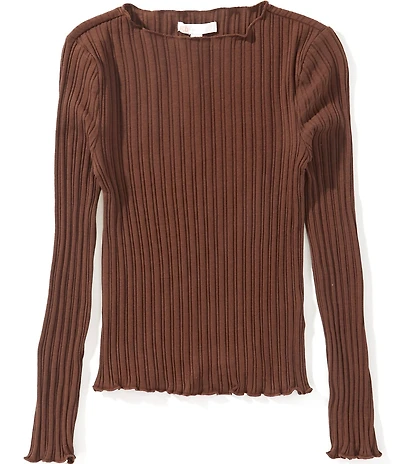GB Big Girls Long Sleeve Ribbed Boat Neck Top