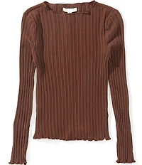 GB Big Girls Long Sleeve Ribbed Boat Neck Top