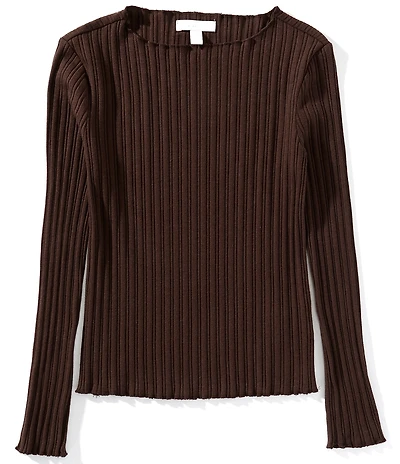 GB Big Girls Long Sleeve Ribbed Boat Neck Top