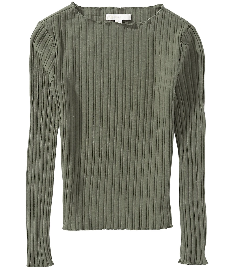 GB Big Girls Long Sleeve Ribbed Boat Neck Top