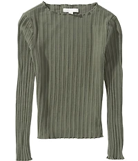 GB Big Girls Long Sleeve Ribbed Boat Neck Top
