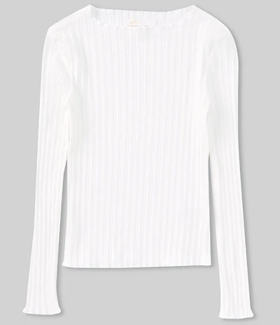 GB Big Girls Long Sleeve Ribbed Boat Neck Top