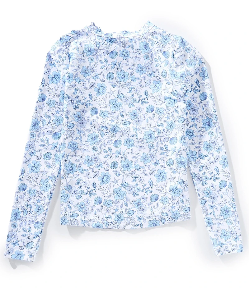 GB Big Girls Long Sleeve Tie Back Floral/Seashells Rashguard
