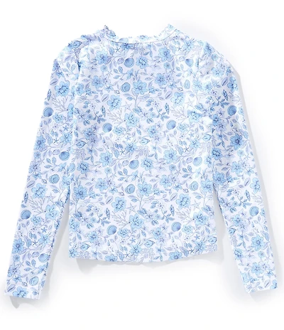 GB Big Girls Long Sleeve Tie Back Floral/Seashells Rashguard