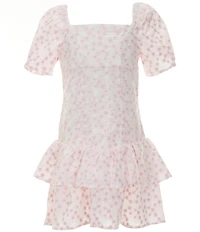 GB Big Girls Mini Embroidered Tiered Floral Lace Dress