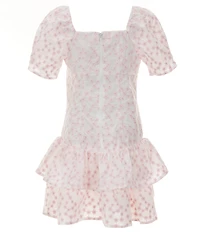 GB Big Girls Mini Embroidered Tiered Floral Lace Dress