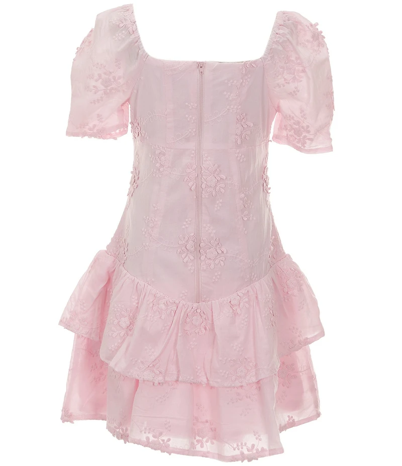 GB Big Girls Mini Embroidered Lace Tiered Dress
