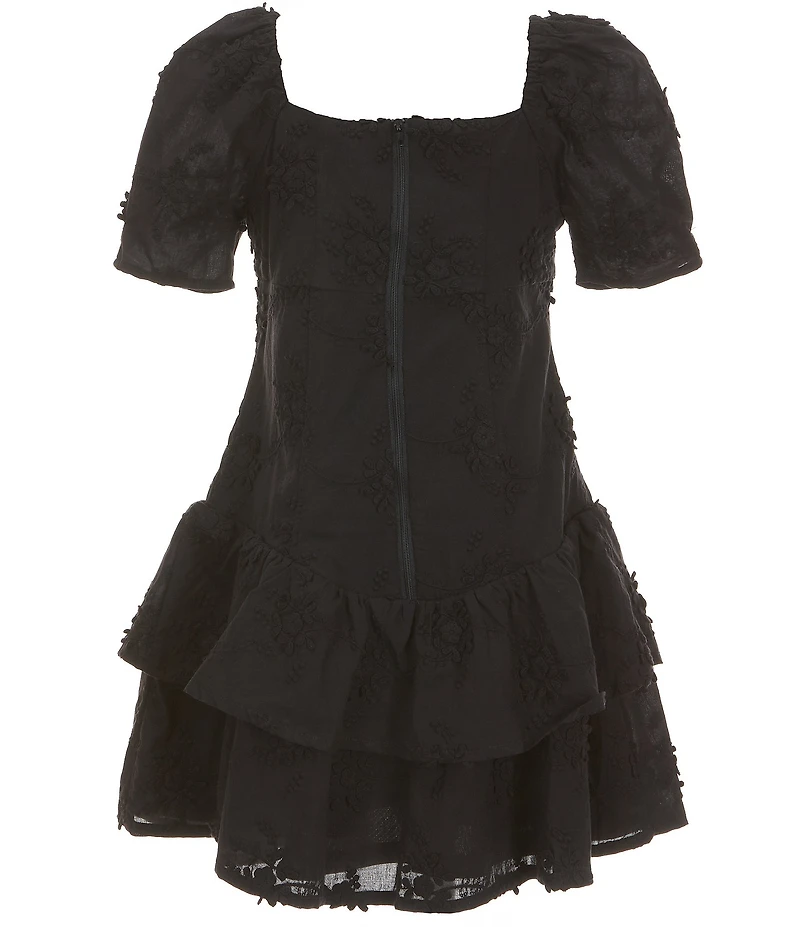 GB Big Girls Mini Embroidered Lace Tiered Dress